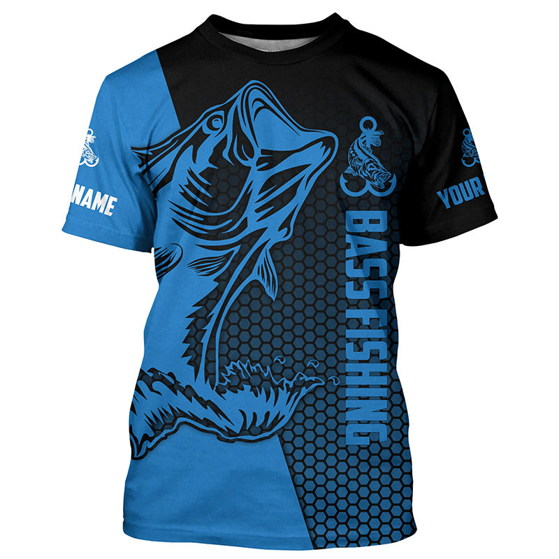 Largemouth Bass fishing UV protection Custom long sleeve fishing shirts, Blue Bass tournament jerseys NQS5138