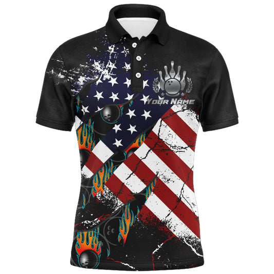 American Flag Bowling Shirt for Men Custom Bowling Jersey Strike Patriot League Bowlers Polo Shirt NBP151