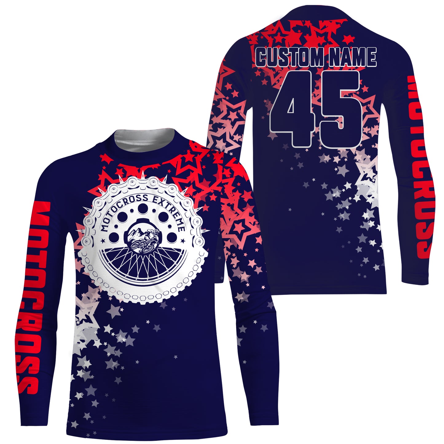 Custom USA Motocross Jersey Kid Men Women UPF30+ Patriotic Dirt Bike Shirt MX Racing Long Sleeve PDT527