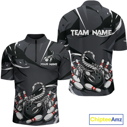 Custom Scorpio Zodiac Bowling Men Bowling Shirt Polo & Quarter-Zip Bowling Team Jerseys HNT59