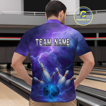 Custom Purple Lightning Bowling Shirts for Men Women Team MBL157