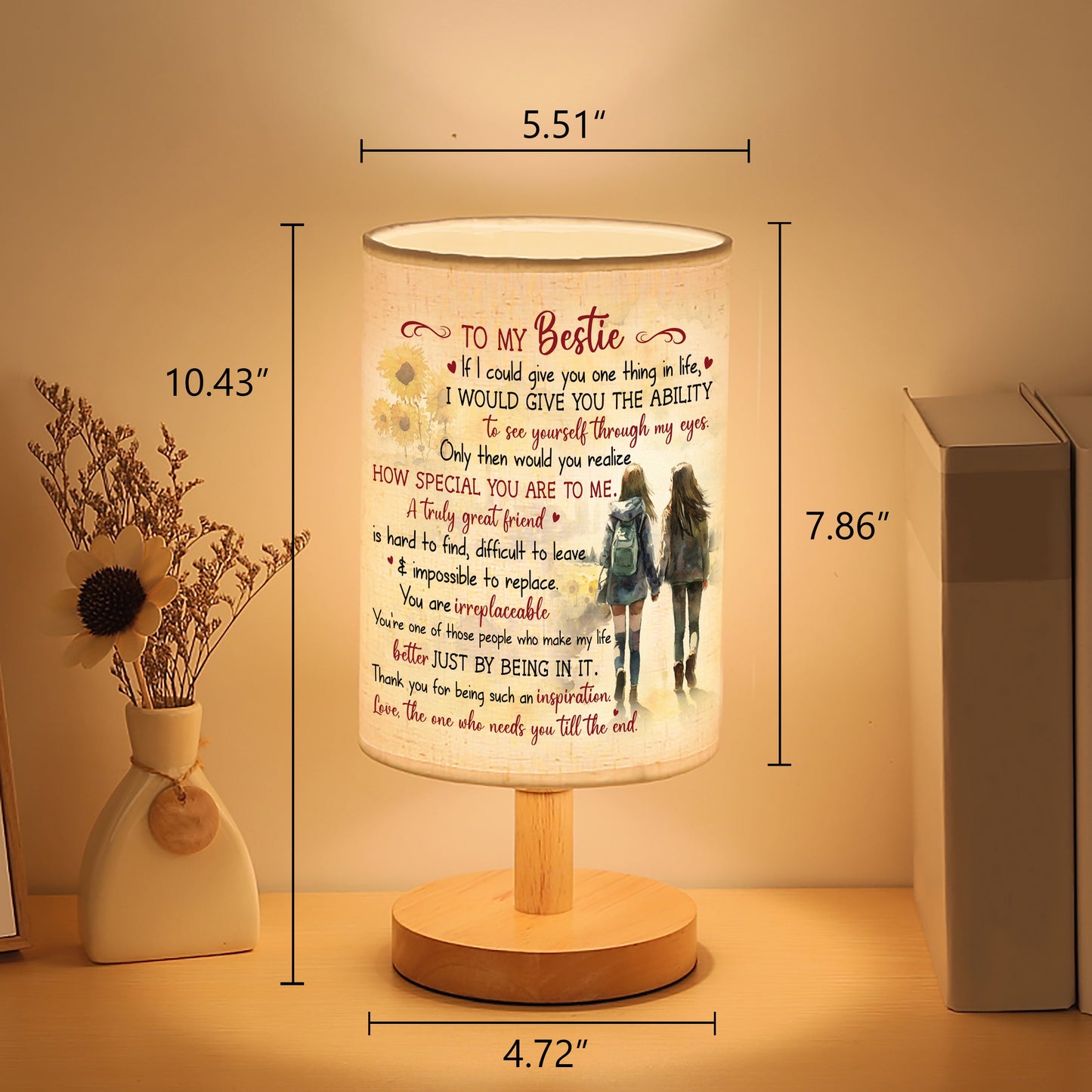 To My Bestie Table Lamp Gifts for Friends Females, Gifts for Best Friends, Friendship Gifts TNT6