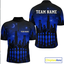 Load image into Gallery viewer, Blue Bowling Custom Men Bowling Shirt Polo &amp; Quarter-Zip Bowling Team Jerseys HNT66