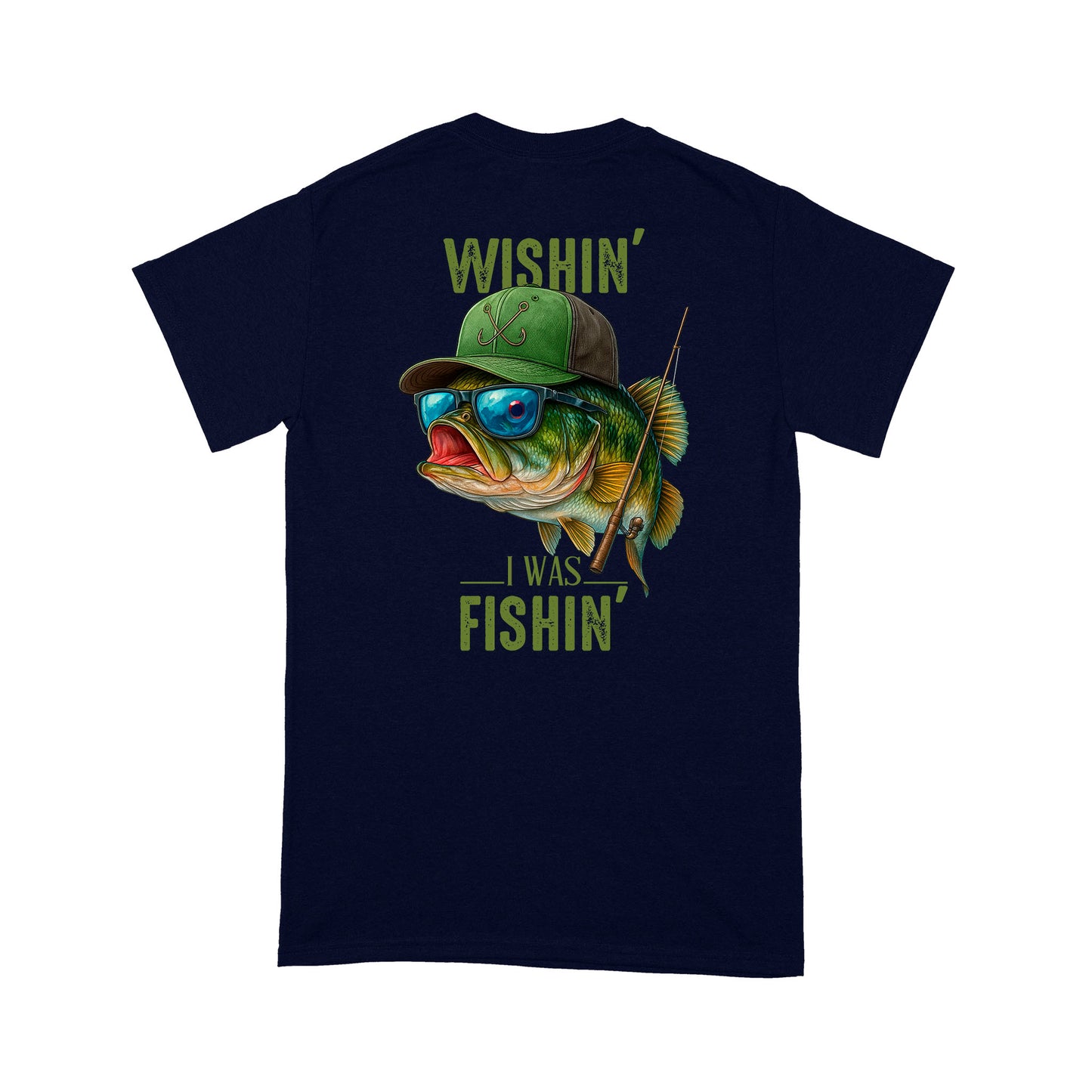 Funny Fishing Shirt Wishin' I Was Fishin Custom Name funny Bass fishing T-Shirt D03 NQS9898