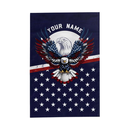 Red, white, and blue American flag Eagle patriotic Custom name Golf Garden Flag, unique golf gifts NQS9907