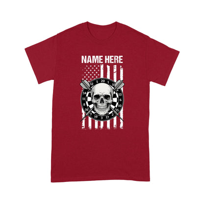 Grunge Darts American Flag Skull T-Shirts Custom Patriotic US Flag Dart Shirts, Darts Player Gifts TDM3908
