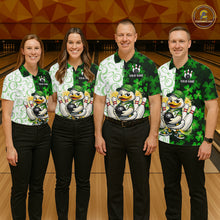 Load image into Gallery viewer, Custom Green Funny Duck Bowling Shirt for Women Lucky Clover St Patrick Day Bowling League QZT861
