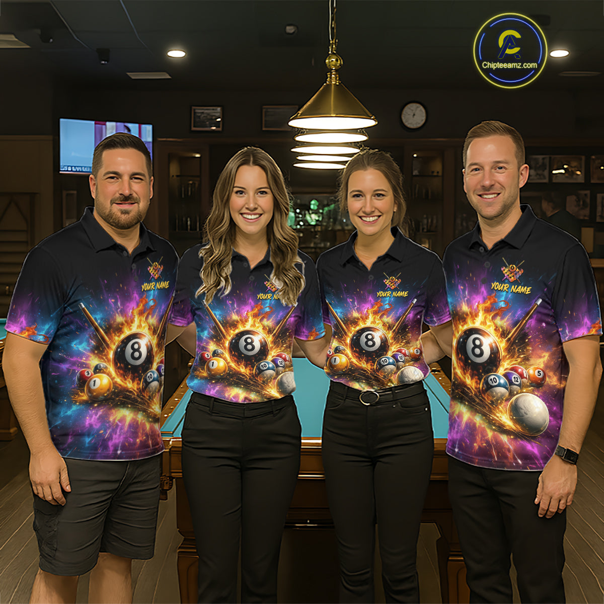 Custom Galaxy Billiard Shirt 8 Ball Billiard Jersey for Men Polo & Quarter-Zip BHT10