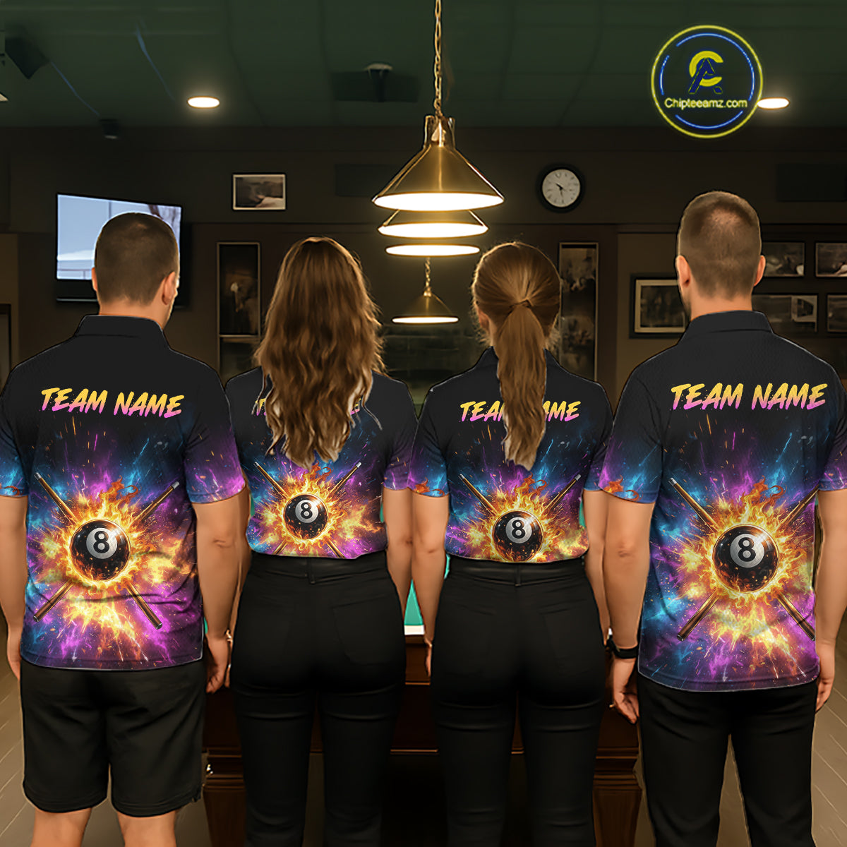Custom Galaxy Billiard Shirt 8 Ball Billiard Jersey for Men Polo & Quarter-Zip BHT10