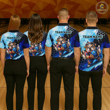 Load image into Gallery viewer, Funny Bulldog Bowling Team Shirt Custom Polo &amp; 1/4 Zip Bowling Jersey for Men Blue Bowling Unisex  QZT911