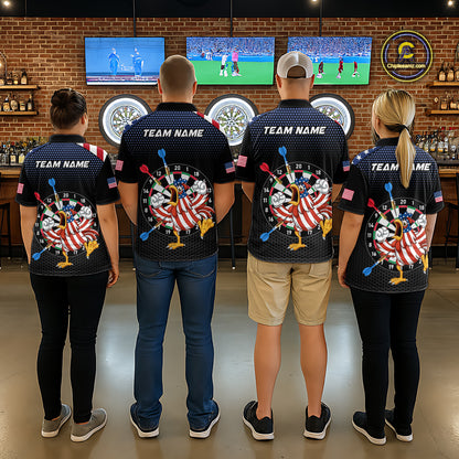 Custom Funny Chicken Dart Shirt American Dart Jerseys for Men Polo & 1/4 Zip Dartboard Shirt DHT6