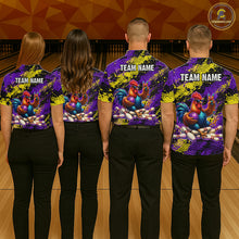 Load image into Gallery viewer, Purple &amp; Yellow Chicken Bowling Shirt for Women Custom Bowling Jersey Rooster Polo &amp; 1/4-Zip QZT1034