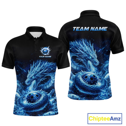 Ice Dragon Bowling Team Shirt Custom Bowling Jersey for Men Bowling Outfit QZT997