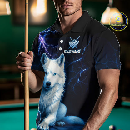 Custom Wolf 8 Ball Billiard Shirts for Men Billiard Jersey Polo & 1/4 Zip Pool Shirt BHT26