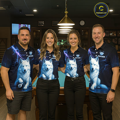 Custom Wolf 8 Ball Billiard Shirts for Women Billiard Jersey Polo & 1/4 Zip Pool Shirt BHT26