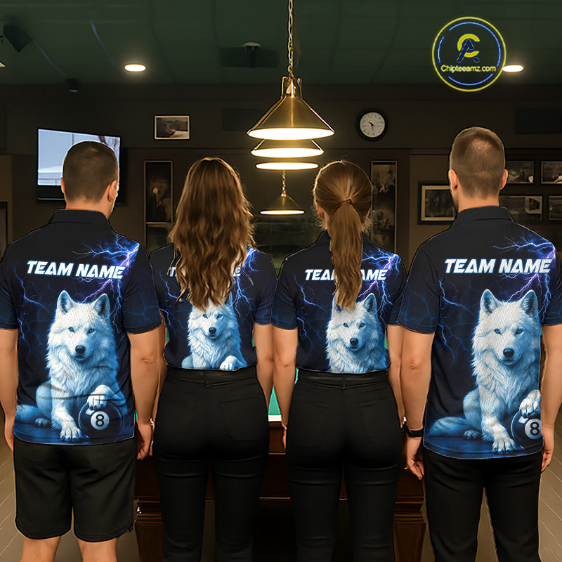 Custom Wolf 8 Ball Billiard Shirts for Women Billiard Jersey Polo & 1/4 Zip Pool Shirt BHT26