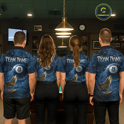 Custom Wolf 8 Ball Billiard Shirts for Women Night Realm Billiard Jersey Pool Shirt BHT27