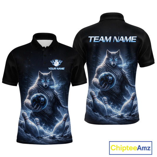 Custom Wolf Bowling Team Shirt for Men Bowling League Jersey Polo & Quarter-Zip Bowling Shirt QZT880
