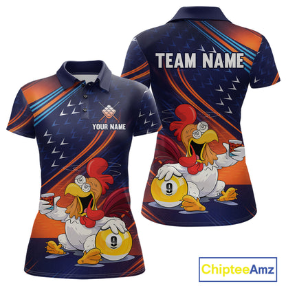 Funny Chicken Billiard Shirts for Women Custom 9 Ball Billiard Jersey Pool Shirt BHT12