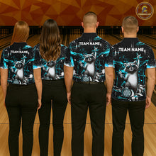 Load image into Gallery viewer, Custom Turquoise Funny Raccoon Dart Team Shirt for Men Dart Jersey Polo &amp; /4-Zip Dartboard Shirt Outfit DHT29