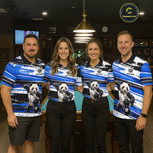 Load image into Gallery viewer, Four people wearing matching polo shirts with panda graphics in a bar setting.