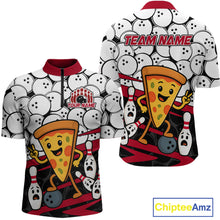 Load image into Gallery viewer, Custom Red Funny Pizza Bowling Shirt Bowling with Food for Men Polo Bowling Jersey QZT799