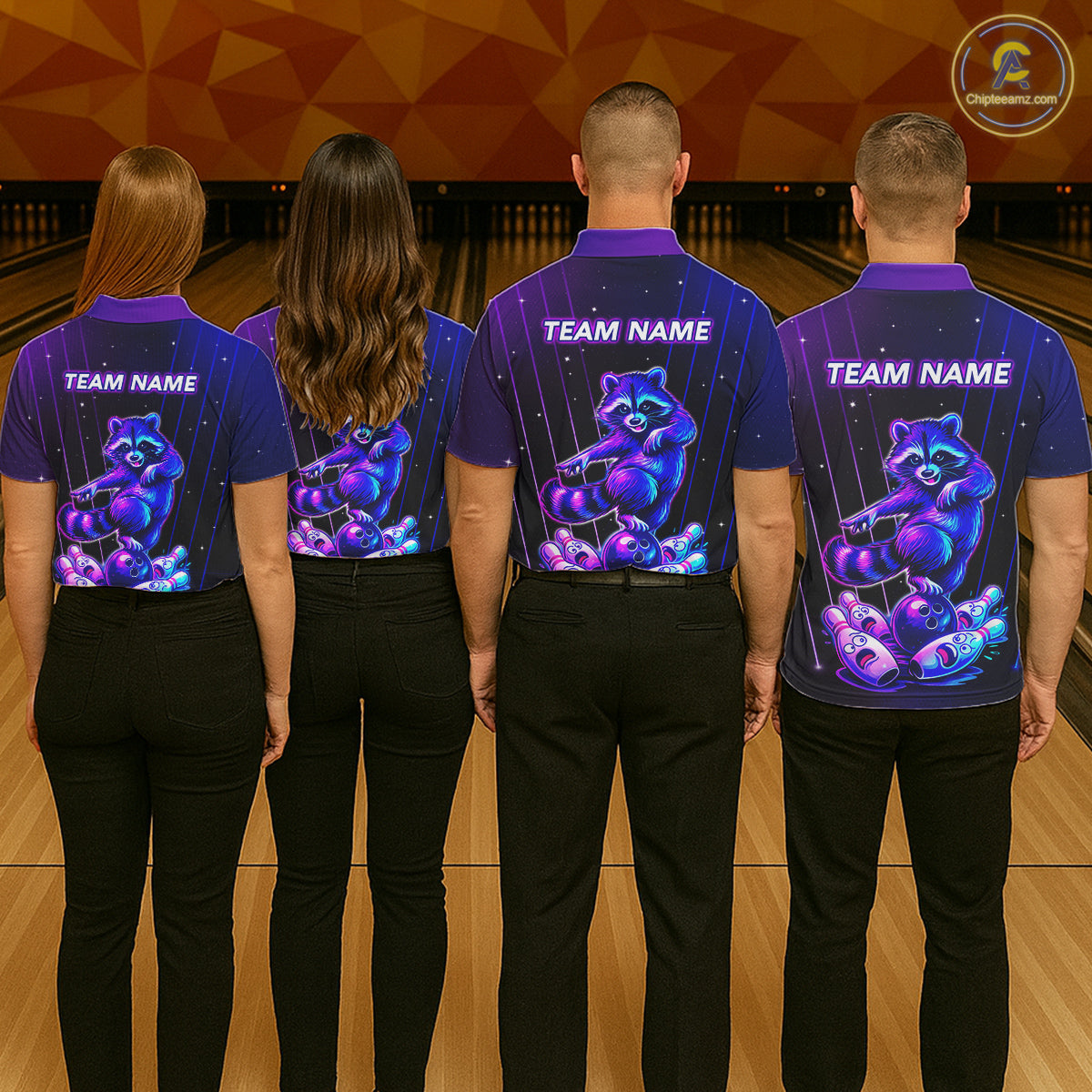 Neon Raccoon Bowling Shirt for Women Custom Bowling Team Jersey Polo & 1/4-Zip Bowling Outfit QZT848