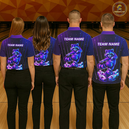 Neon Raccoon Bowling Shirt for Women Custom Bowling Team Jersey Polo & 1/4-Zip Bowling Outfit QZT848