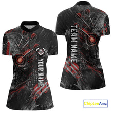 Load image into Gallery viewer, Personalized Skull Dart Team Shirt for Women Custom Red Dart Jersey Polo &amp; 1/4-Zip Dartboard Shirt Outfit DHT23