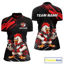 Load image into Gallery viewer, Custom Red Funny Autism Chicken Bowling Shirt for Women Bowling League Jersey QZT1018