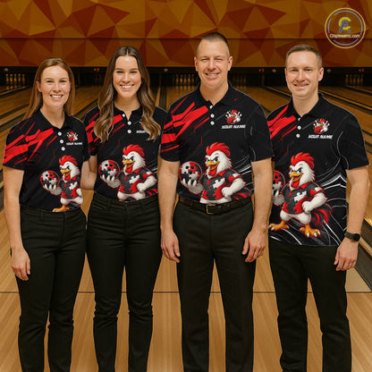 Custom Red Funny Autism Chicken Bowling Shirt for Women Bowling League Jersey QZT1018