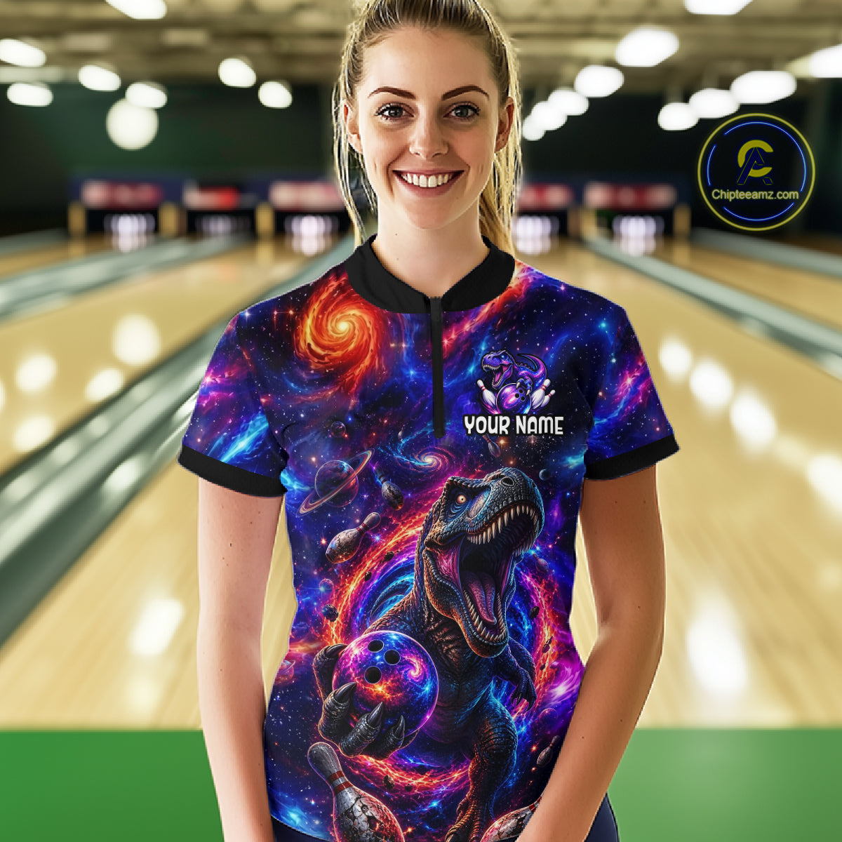 Galaxy Funny Bowling Shirt for Women Custom Bowling League Jersey Polo & Quartr-Zip QZT1022