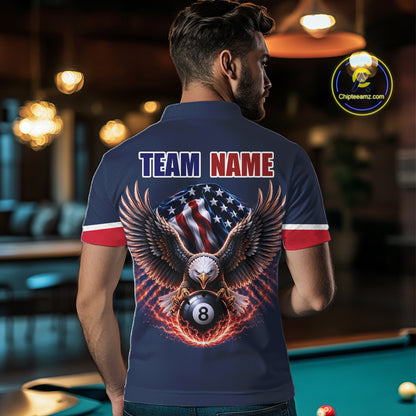 Custom American Flag Navy Eagle Billiards Shirt for Men 8 Ball Pool Team Jersey Billiard Gift BHT101