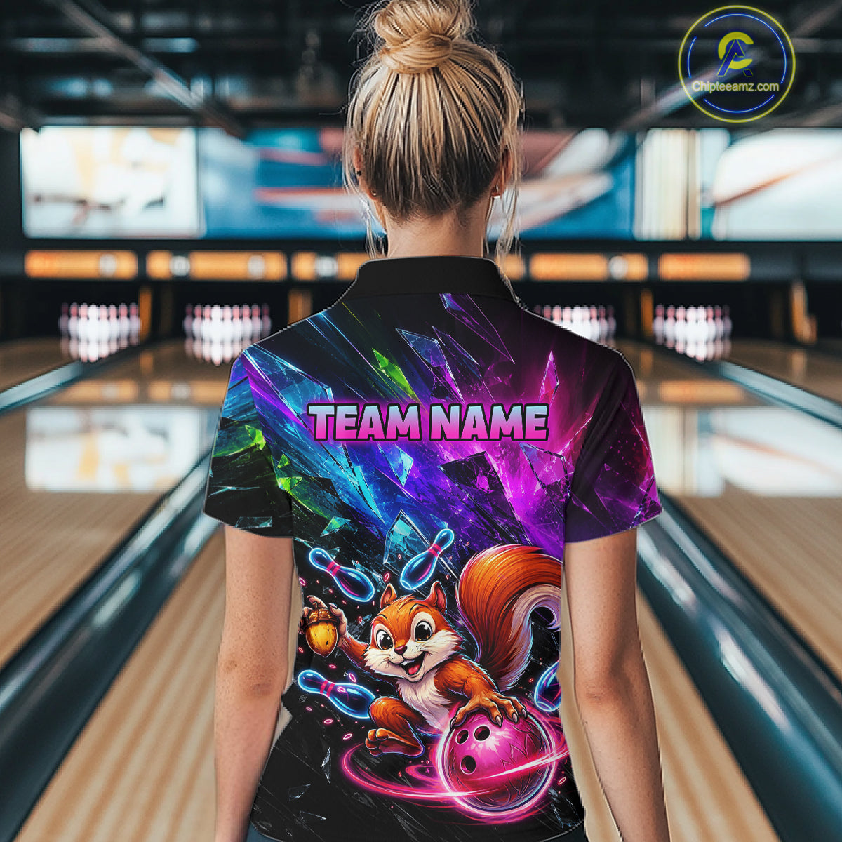 Custom Funny Squirrel Bowling Shirt, Colorful Bowling League Jersey for Women, Bowling Outfit QZT1204