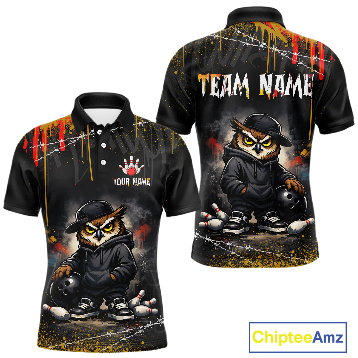Personalized Owl Bowling Jersey Bowling Team Shirt Polo & 1/4-Zip Bowling Outfit for Men QZT865