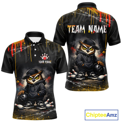 Personalized Owl Bowling Jersey Bowling Team Shirt Polo & 1/4-Zip Bowling Outfit for Men QZT865