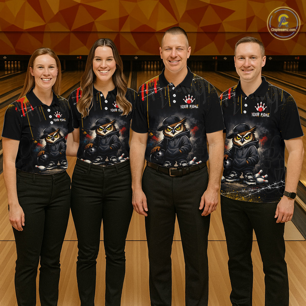 Personalized Owl Bowling Jersey Bowling Team Shirt Polo & 1/4-Zip Bowling Outfit for Men QZT865