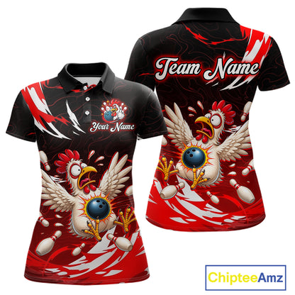 Black and red polo shirt with chicken design and 'Team Name' text, featuring Chiptee Amz branding.