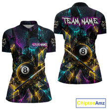 Load image into Gallery viewer, Custom Colorful Shattered Glass 8 Ball Billiard Shirt for Women Pool Team Jersey Polo &amp; Quarter-Zip Billiard Outfit BHT76
