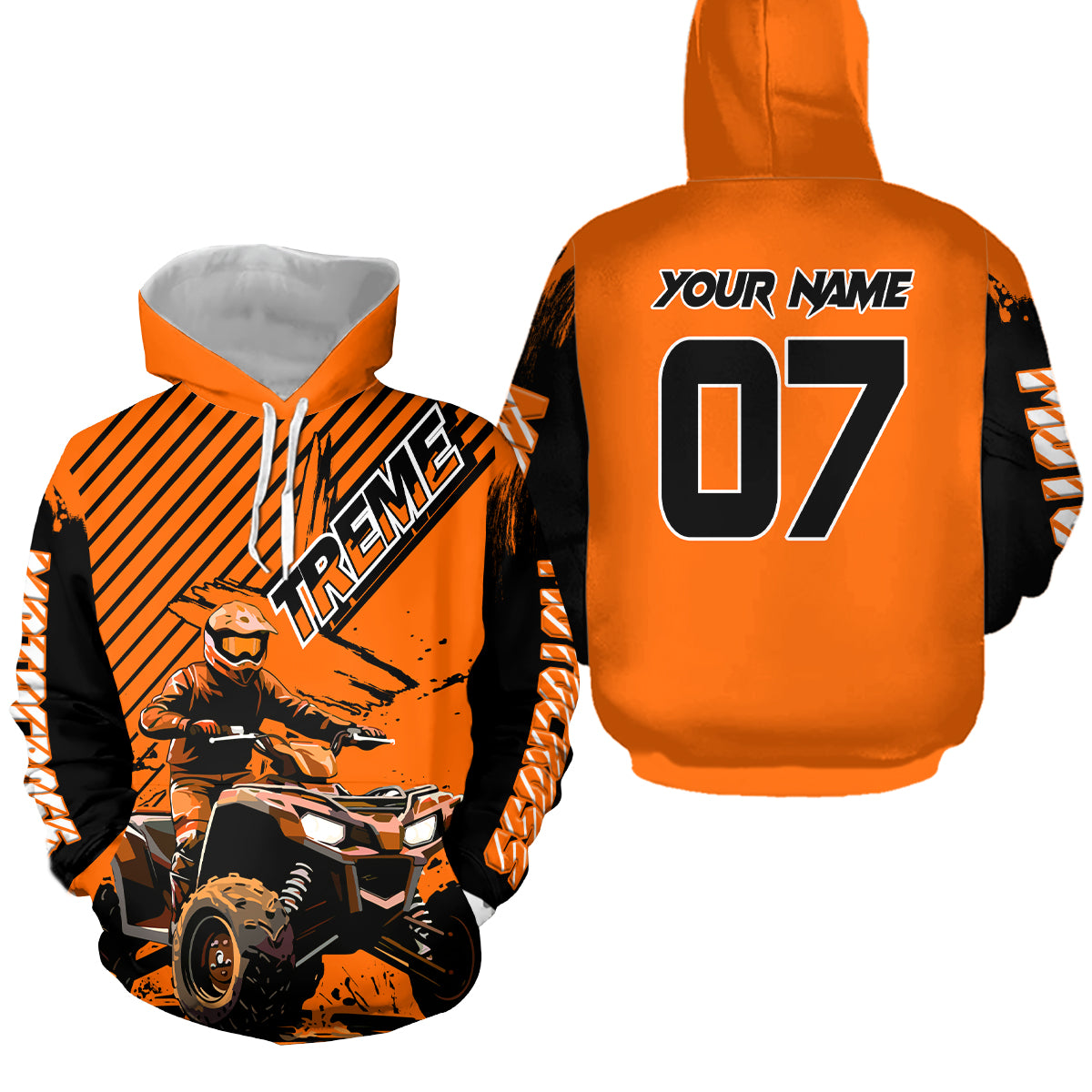 Custom Orange ATV Racing Hoodie UPF30+ Motocross Hoodie Men Women Extreme Riding Sweatshirt for Kids MHT200
