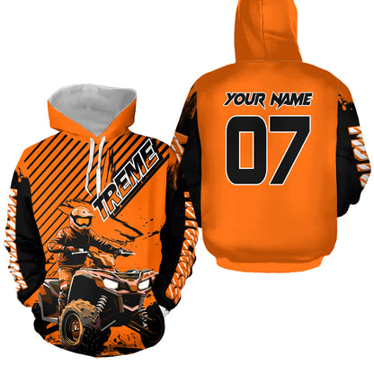 Custom Orange ATV Racing Hoodie UPF30+ Motocross Hoodie Men Women Extreme Riding Sweatshirt for Kids MHT200