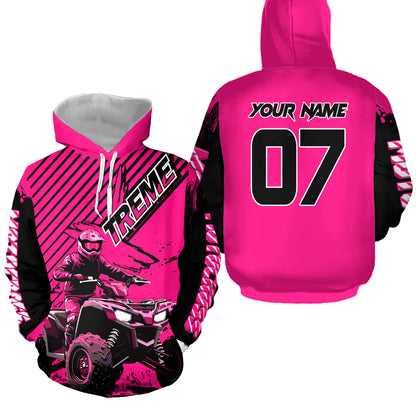 Custom Pink ATV Racing Hoodie UPF30+ Motocross Hoodie Men Women Extreme Riding Sweatshirt for Kids MHT200