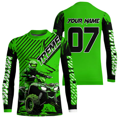 Green ATV Racing Jersey Upf30+ Custom Motocross Jersey Men Women Extreme Riding Shirt for Kids MHT200