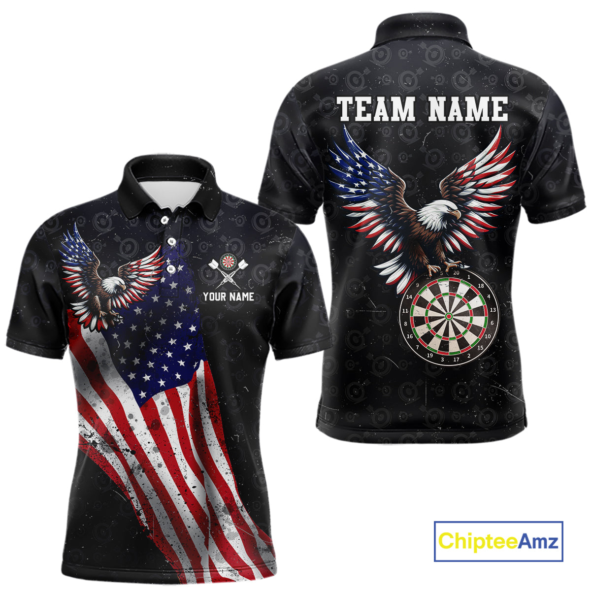 Custom American Eagle Dart Jersey for Men Dartboard Shirt Gift for Dart Players and Teams Polo & 1/4-Zip DHT2