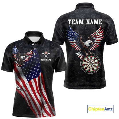 Custom American Eagle Dart Jersey for Men Dartboard Shirt Gift for Dart Players and Teams Polo & 1/4-Zip DHT2