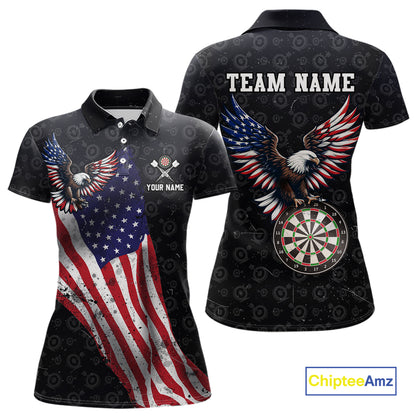 Custom American Eagle Dart Jersey for Women Dartboard Shirt Gift for Dart Players and Teams Polo & 1/4-Zip DHT2