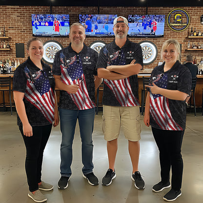 Custom American Eagle Dart Jersey for Men Dartboard Shirt Gift for Dart Players and Teams Polo & 1/4-Zip DHT2