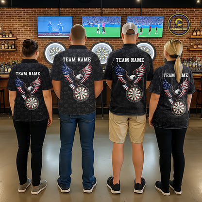 Custom American Eagle Dart Jersey for Men Dartboard Shirt Gift for Dart Players and Teams Polo & 1/4-Zip DHT2