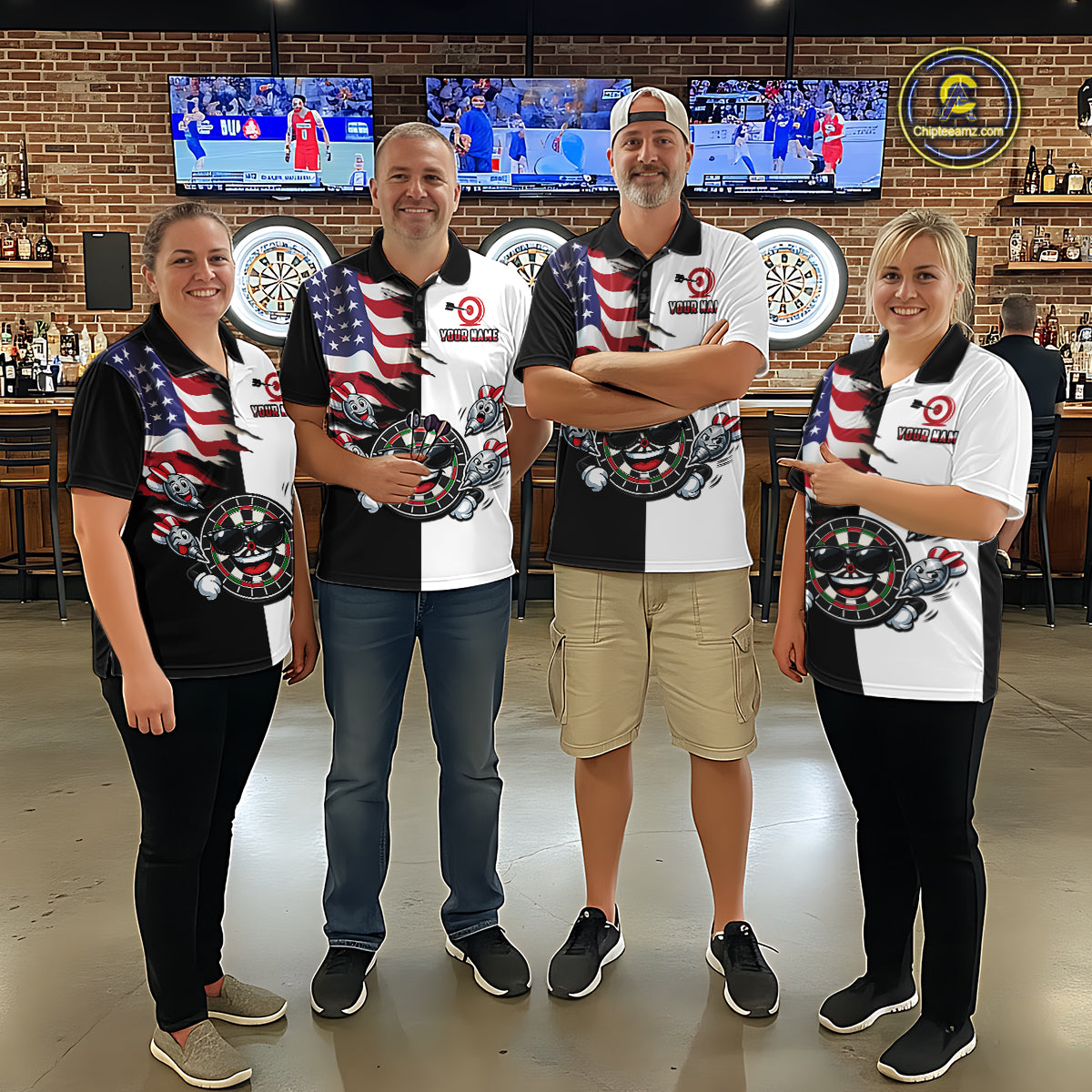 Custom Funny Dartboard Shirt for Men American Dart Shirt for Team Polo & 1/4-Zip Dart League DHT5