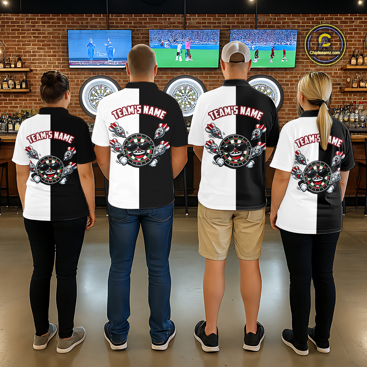 Custom Funny Dartboard Shirt for Men American Dart Shirt for Team Polo & 1/4-Zip Dart League DHT5